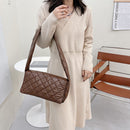 Female Quilted Cotton Padded Lattice Armpit Bag Large Capacity Tote Shoulder Bag