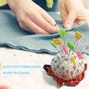 Fabric Flower-Shape Round Pin Cushion Base Pastoral Needle Storage Holder Tools