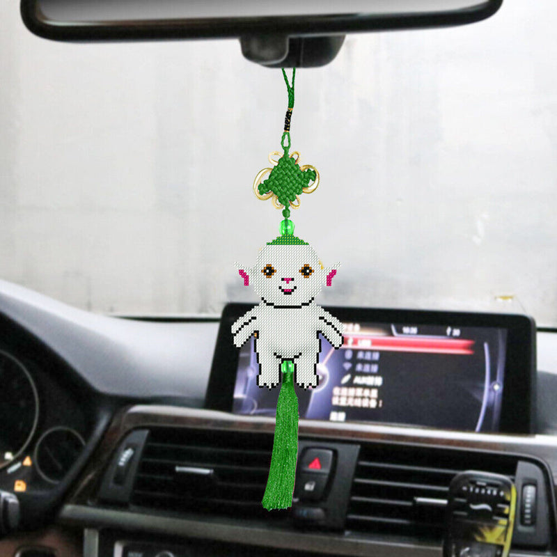 Stamp DIY Cartoon Character Beaded Cross Stitch Tassel Pendant Print Kit Artwork