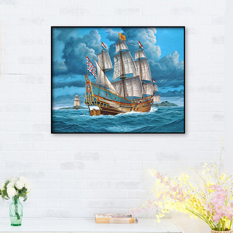 Full Round Diamond Painting Ship 5D DIY Pictures Rhinestone Drawing Wall Decor