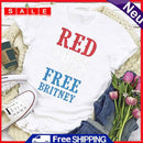 Independence Day Print Letter Tea T-Shirt (White XL)