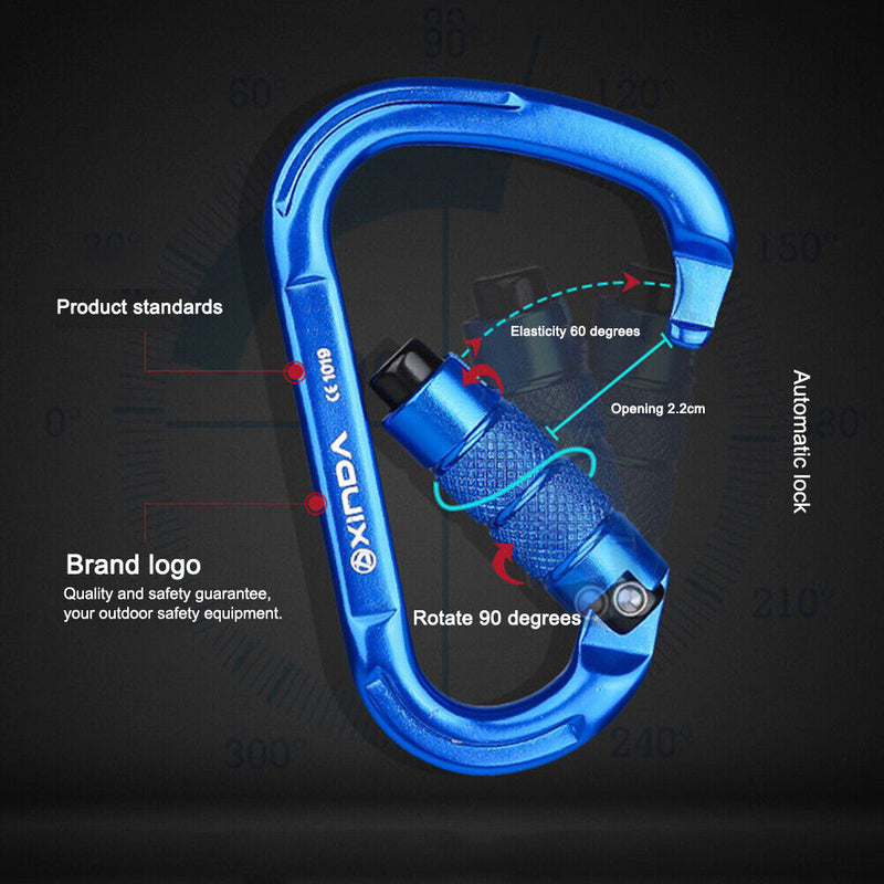 25KN Safety Auto Master Fast Lock Carabiner Outdoor Rock Climbing Hanging Buc