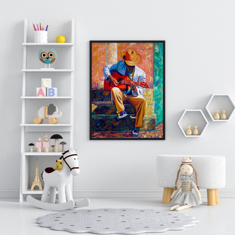 Guitarist On Street Oil Painting By Numbers Kit DIY Frameless Picture Craft