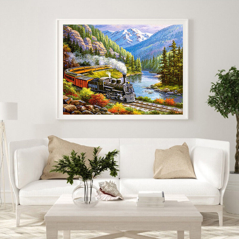 DIY Diamond Painting Train Park Full Round Drill Mosaic Art Picture Rhinestones