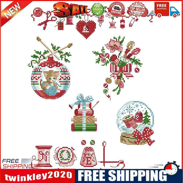 Full Cross Stitch Cotton 14CT Printed Christmas Needle Handmade Craft Kit