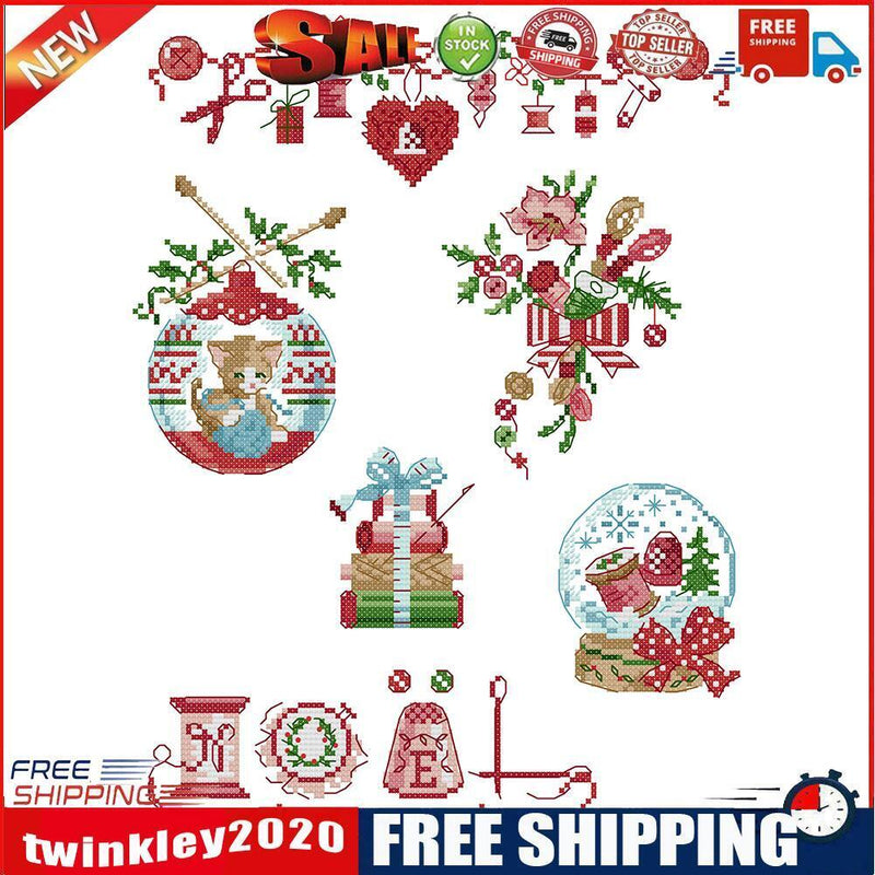 Full Cross Stitch Cotton 14CT Printed Christmas Needle Handmade Craft Kit