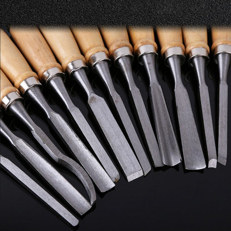 Woodworking Professional Gouges Hand Tools Hand Chisel Wood Carving For 12Pcs