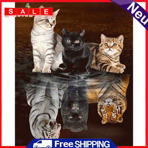 40x50cm Frameless Oil Paint By Numbers Cat Maps Out Tiger Canvas Picture Kits