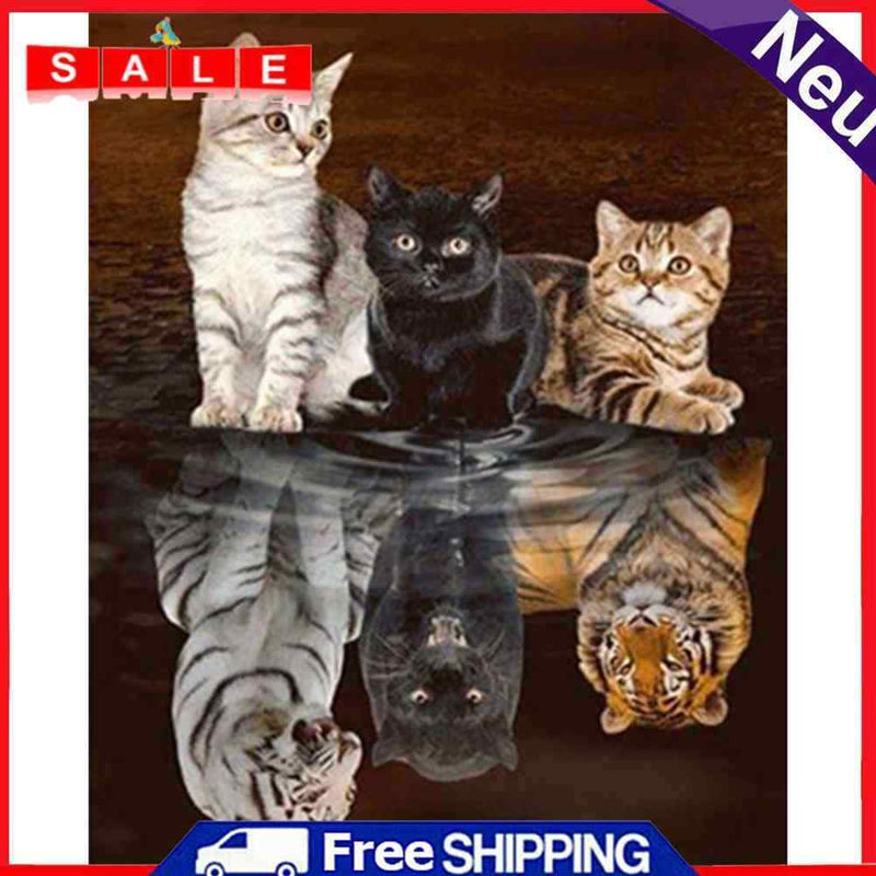 40x50cm Frameless Oil Paint By Numbers Cat Maps Out Tiger Canvas Picture Kits