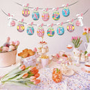 Bunting Happy Easter Decor Easter Day Banners Bunny Eggs Paper Hanging Flags