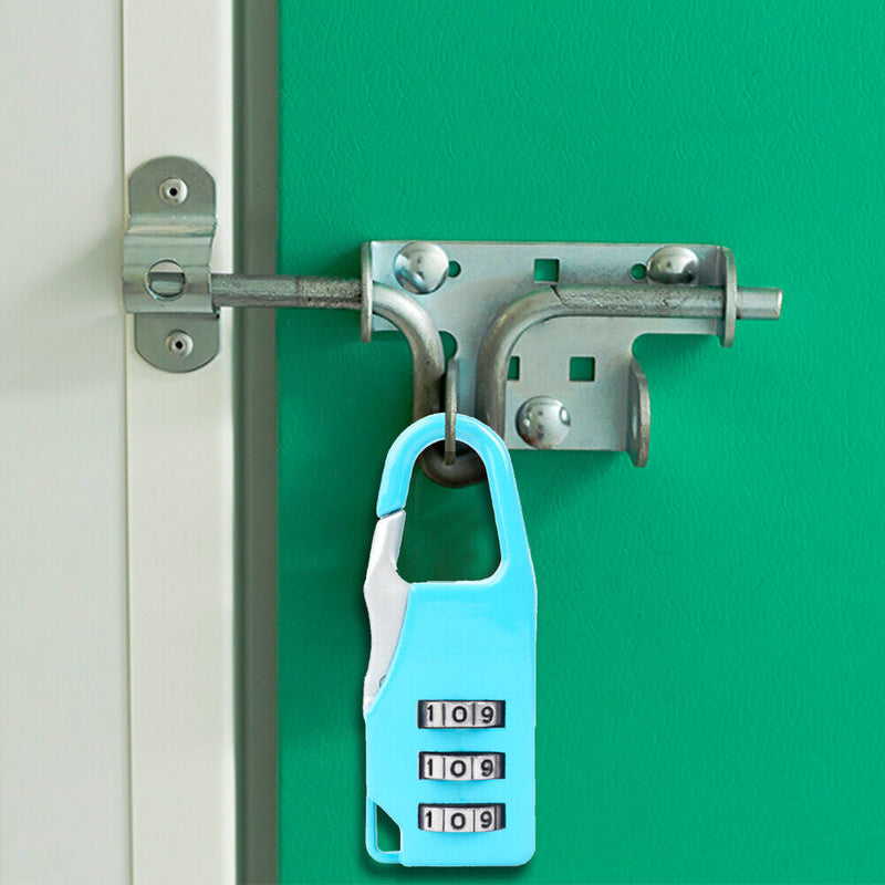 Mini 3 Digit Combination Padlock Zinc Alloy Travel Luggage Lock (Blue) Newly