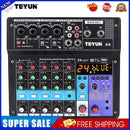 Mixer Sound Mixing Console USB Soundcard DJ Audio 48V Power (6 Channel US)