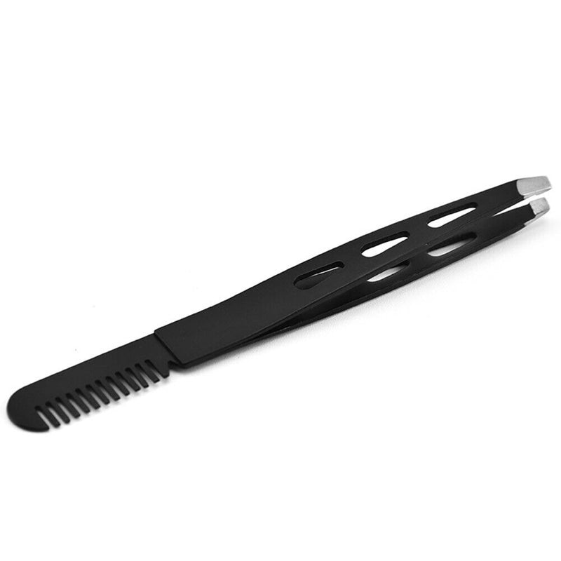 2 in 1 Stainless Steel Eyebrow Tweezers Comb for False Eyelashes Extension