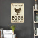 Tin Plates Wall Art Signs Retro Painting Fresh Eggs Letter Metal Poster for Bar