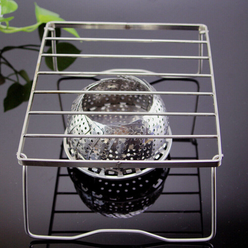 Outdoor Portable BBQ Grilling Basket Stainless Steel Foldable Barbecue Gril
