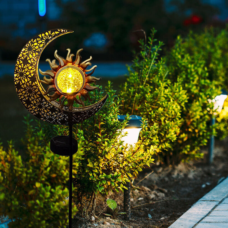 Energy Saving Solar Sun Moon Hollow Light Courtyard Garden Landscape Lamp