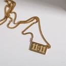 Jewelry Meaningful Lady Men Rectangle Pendant Clavicle Chain 11:11 Necklace