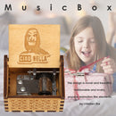 Retro Carved Wood Music Box Hand Cranked Children Birthday Gift Home Decor Newly