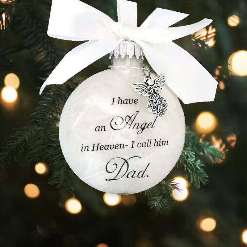 Memorial My Heart in Heaven Christmas Pendant Mom Dad Ball Feather Tree Ornament