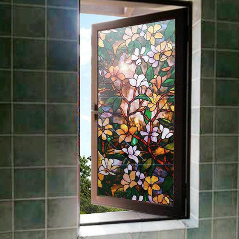 Magnolia Flowers Waterproof Anti-UV Wall Stick Privacy Film Textured Flo