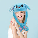 LED Glowing Cartoon Rabbit Hat Beanie Winter Plush Moving Bunny Ear Earflap
