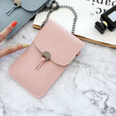Touch Screen Phone Purse Women PU Shoulder Chain Mini Pouch (Light Pink)