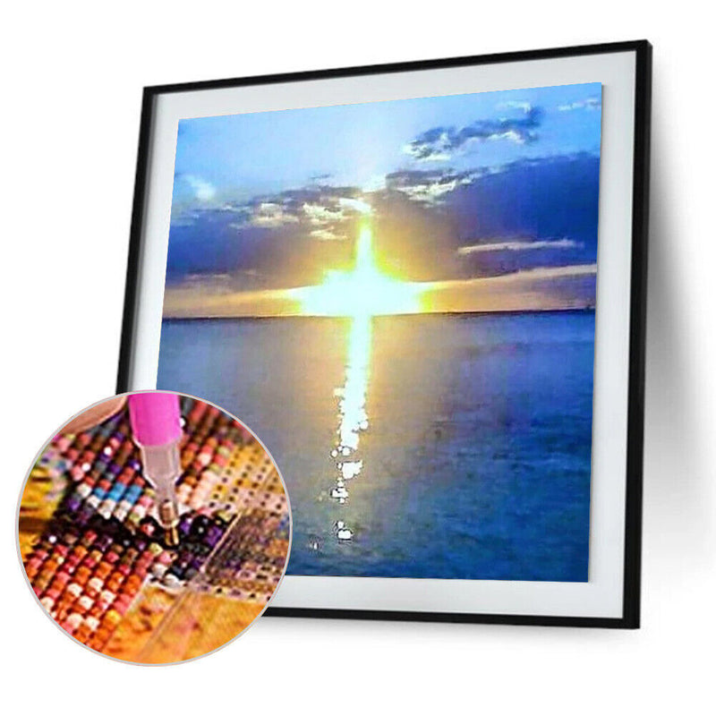 5D DIY Diamond Painting Lake Sunrise Full Drill Rhinestone Mosaic Art Picture