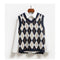 Y2K Loose sweater V Neck Knitwear top Plaid Knitted Sleeveless Sweater Vest