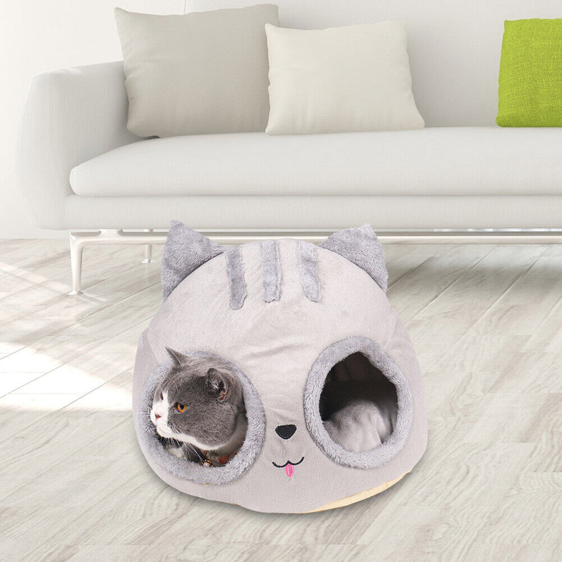 Pet Nest Kennel Semi-closed Kitty Shaped Home Small Cat Dog Sleep Rest (L) Newly