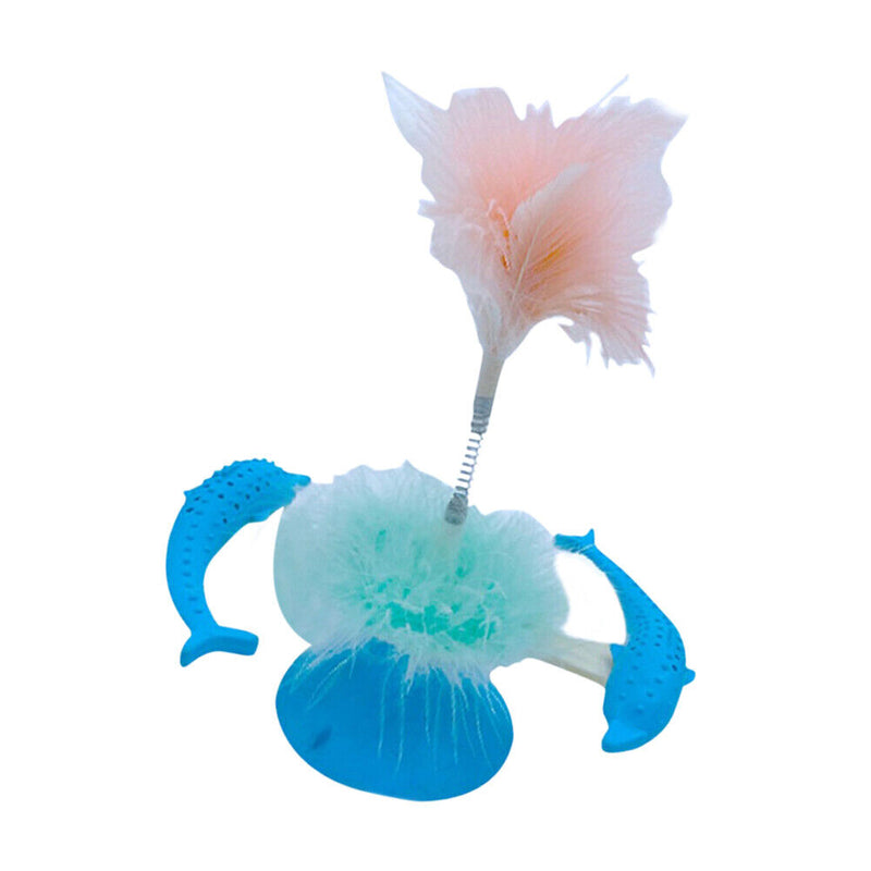 Fish Shaped Cat Feather Teaser Food Leakage Cat Funny Toys Slow Feeding Cat