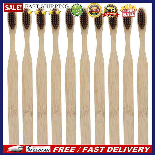 10pcs Environmental Soft Head Bamboo Oral Care Eco Toothbrush(Dark Brown)