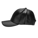 Unisex Leather Baseball Cap Outdoor Sport Adjustable Hat (Black)