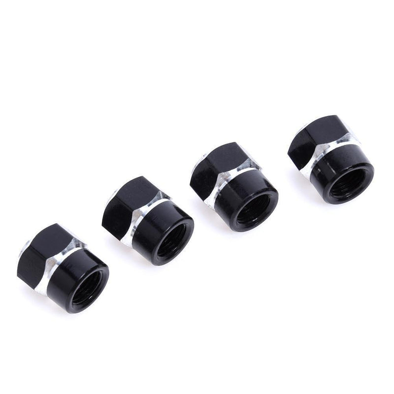 4pcs Universal Aluminum Car Wheel Tire Valve Stem Caps Dust Covers (Black)