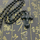 Black Obsidian Stone Cross Necklace Jewelry Gifts H0C3