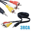 Video Male to Male Laptop 3.5mm Jack to 3 RCA AV Cable AUX Cable Adapter Wire