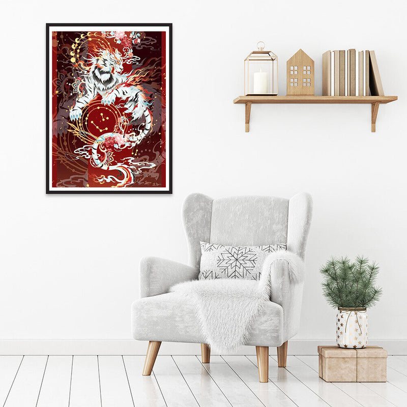 Full Cross Stitch 11CT Mythical Beast White Tiger Stamped Embroidery (2)