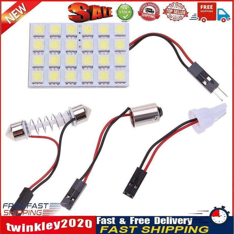 T10 5050 24SMD LED Panel Car Interior White Light Festoon Dome Lamp Blub Newly