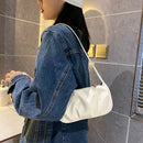 Fashion Handbags PU Underarm Bag Solid Color Tote Women Pleated Shoulder Purse