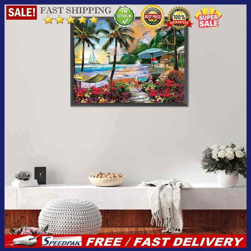 Coconut Tree By Sea Diamond Painting Kits Full Square Drill Home Wall Art Decor