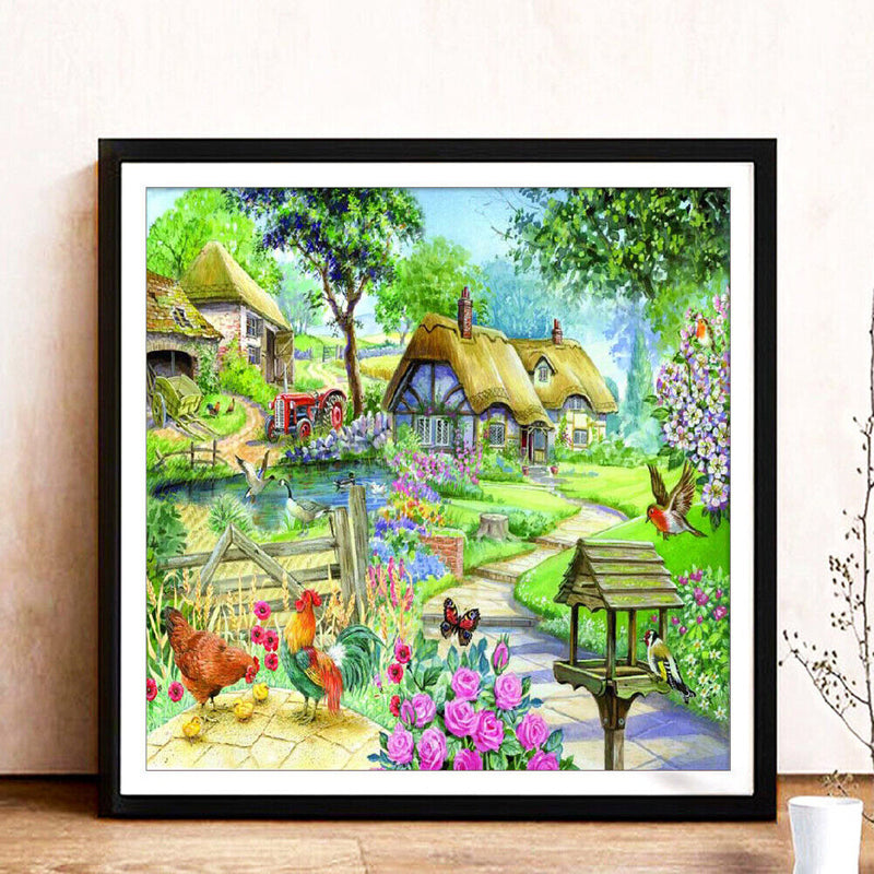5D DIY Full Round Diamond Painting Color Country Picture Embroidery Mosaic Kits