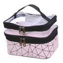 Double Layer Travel Makeup Bag Waterproof Portable Cosmetic Bag (Pink) Newly