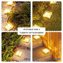 1PC Solar Powered LED Glass Cube Ice Brick Light Outdoor Garden Patio 202!