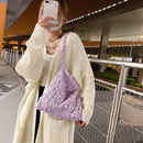 Women Simple Fashion Messenger Bag Soft Fur Solid Color Autumn Travel Handbag