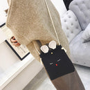 Women Rabbit Shape Cotton Linen Small Shoulder Bag Crossbody Bag(Black)