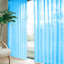 2pcs Solid Color Window Curtain Flower Pattern Valance Blue