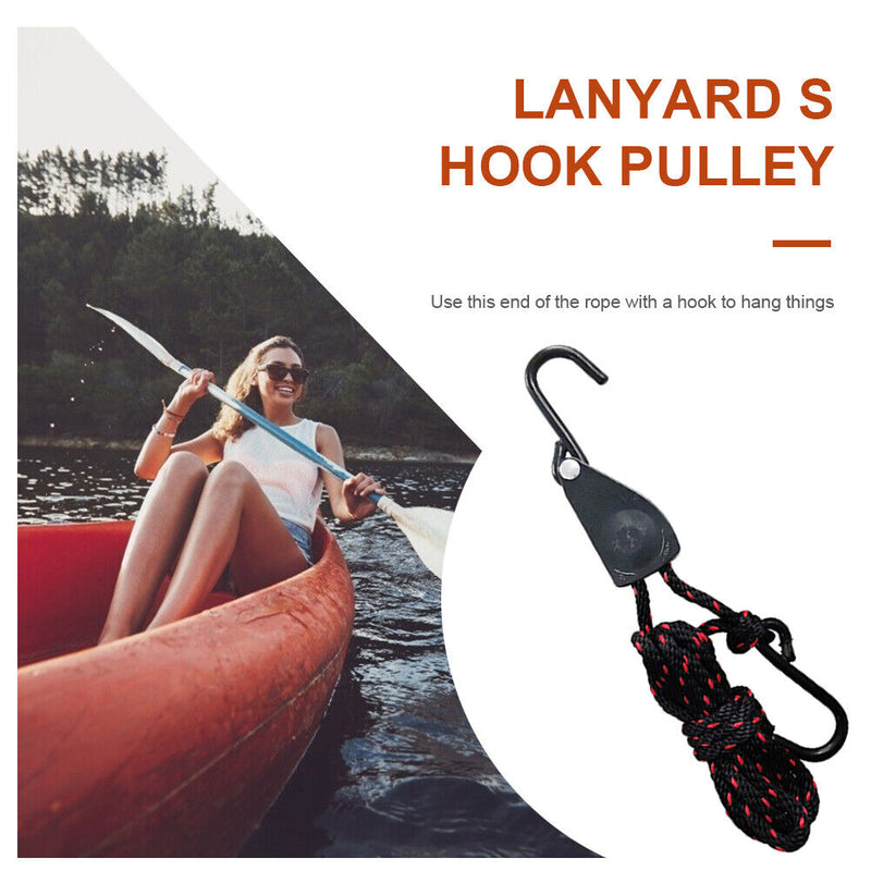 Adjustable Hanging Lanyard Tent Lamp Lifting Pulley Hook (1/4 inch Metal) Newly