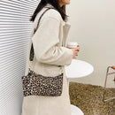 Women Leopard Print Zipper Shoulder Bag Mini Purse Composite Bag (Khaki)