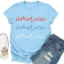 Independence Day Print Letter Tea T-Shirt (Light Blue XXL)