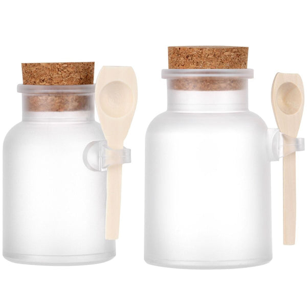Wooden Spoon Frosted Seal Jar Storage Container Cork Stopper Bath Salt Bottle