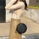 Women PU Leather Shoulder Bags Lady Embroidery Thread Solid Color Bag Purse Bag